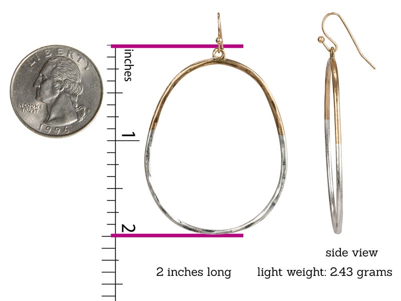 SPUNKYsoul Oval Hoop 2 toned Earrings for Women (Gold/Silver) - Image 3